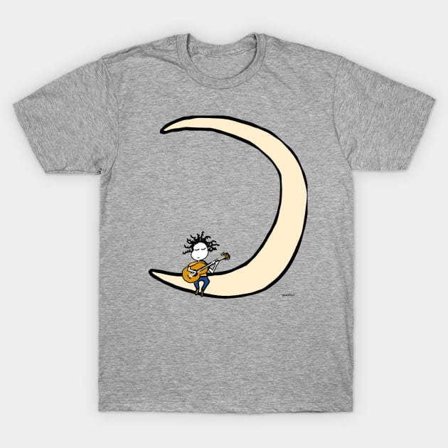 Moon and guitar T-Shirt by Guastevi